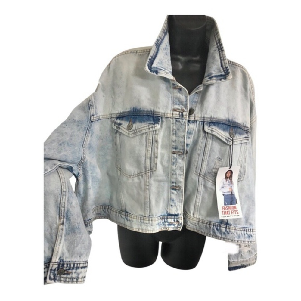Acid‎ wash vintage look oversized distressed denim jeans jacket size XXL new